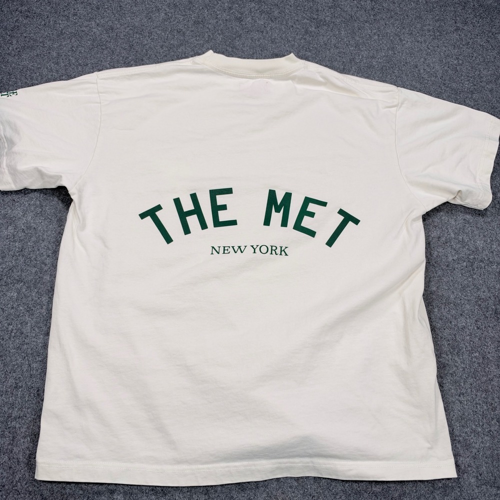 PacSun The Met New York T-Shirt Cream Green Logo Mens Medium Art Museum Tee